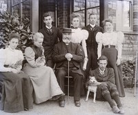 Revd Alexander John Woodforde with (L-R) Katherine, Agnes Marie (née Collett), Reginald, Alexander John, Harriet, Robert, Alexander George (sitting) and Margaret. c.1899